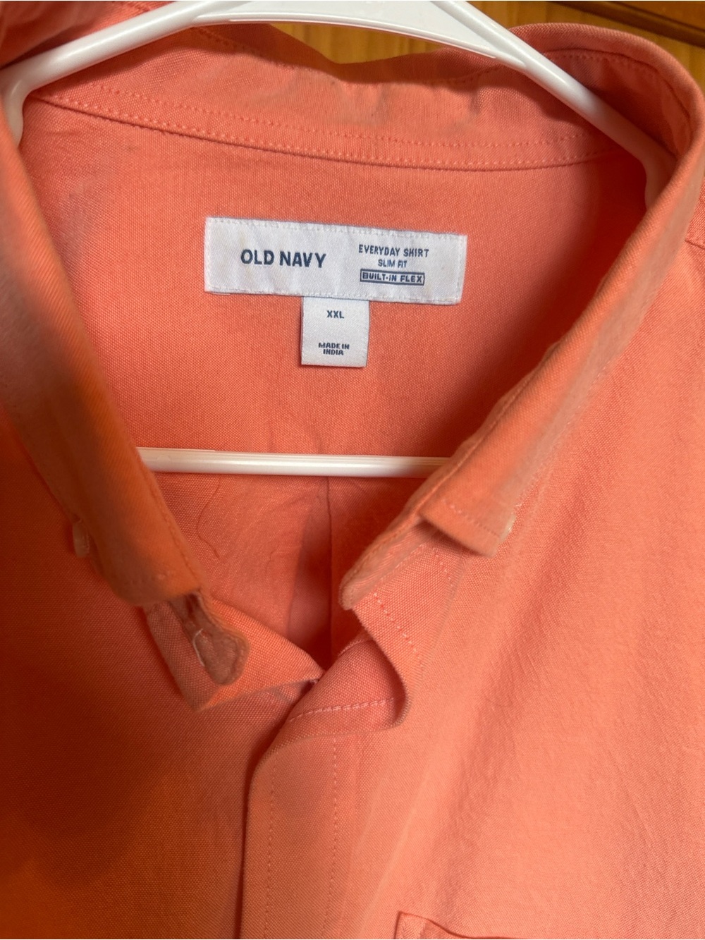 Old Navy Men's Coral-Peach Long Sleeve Button-Down Shirt - Picture 7 of 12